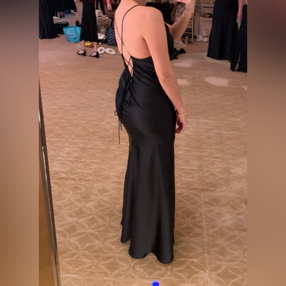 SOLD Revelry Satin Black Dress
